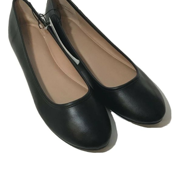 Black Faux Leather Everly Round Toe Ballet  Flat - Picture 2 of 5